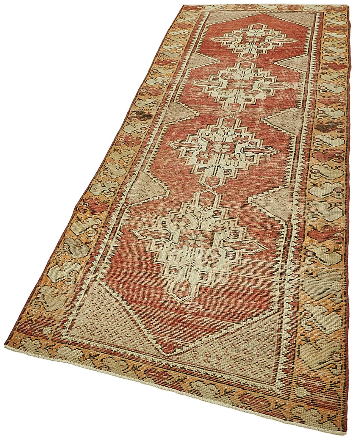 Kovena Geometrik Desenli Kırmızı Etnik Yolluk Halı 95x291 cm – doku yakın çekim