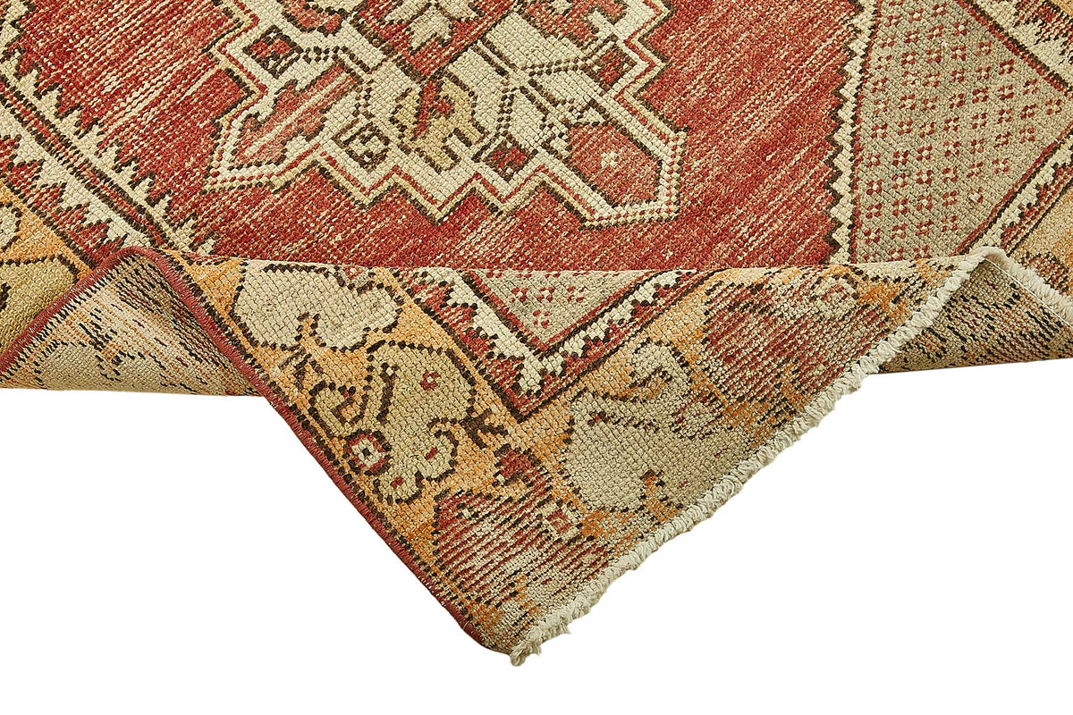 Kovena Geometrik Desenli Kırmızı Etnik Yolluk Halı 95x291 cm – kenar detayı