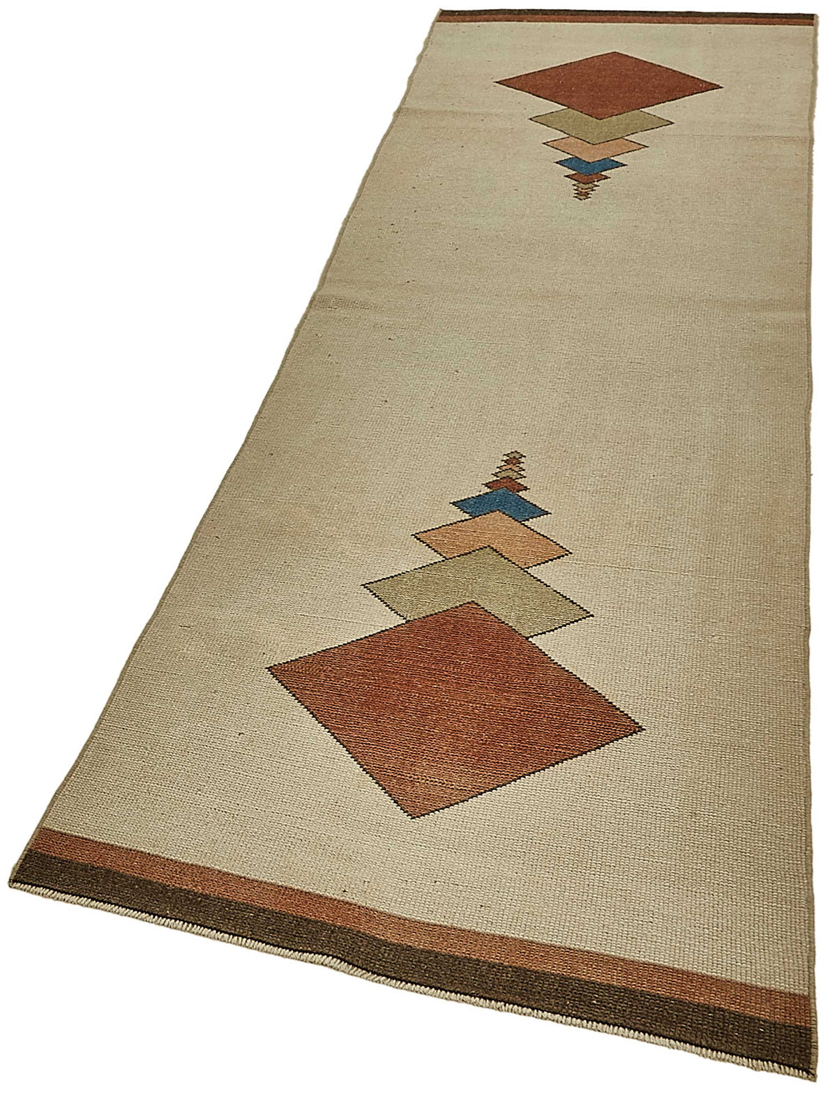 Kovena Dokuma Modern Geometrik Desenli Bej Yolluk 80x291 cm 49942 – doku yakın çekim