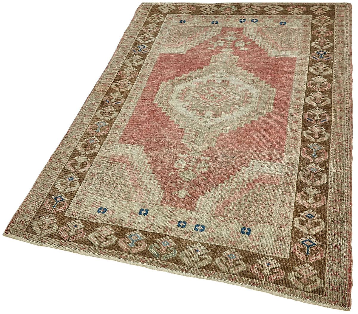 Gekro Vintage Gümüş Kahverengi Geometrik Etnik Halı 110x167 cm 49945 – doku yakın çekim