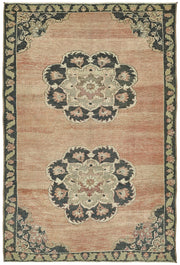Gekro Pembe Madalyon Desenli Yün Pamuk El Dokuma Halı 139x205 cm