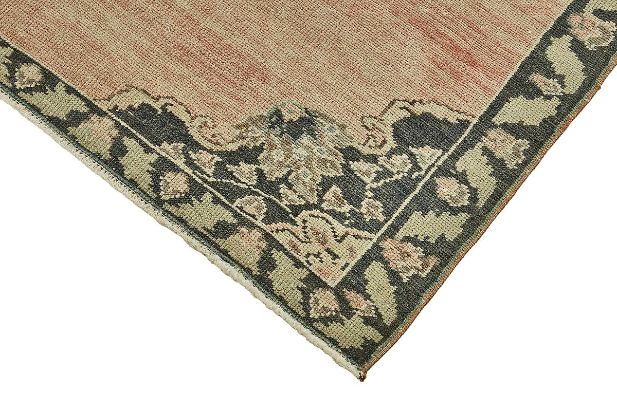 Gekro Pembe Madalyon Desenli Yün Pamuk El Dokuma Halı 139x205 cm – detay görünümü