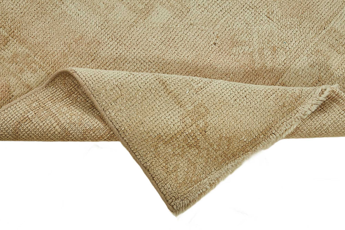 Gekro Bej Kahverengi Geometrik Desenli Modern Yün Halı 96x190 cm – kenar detayı