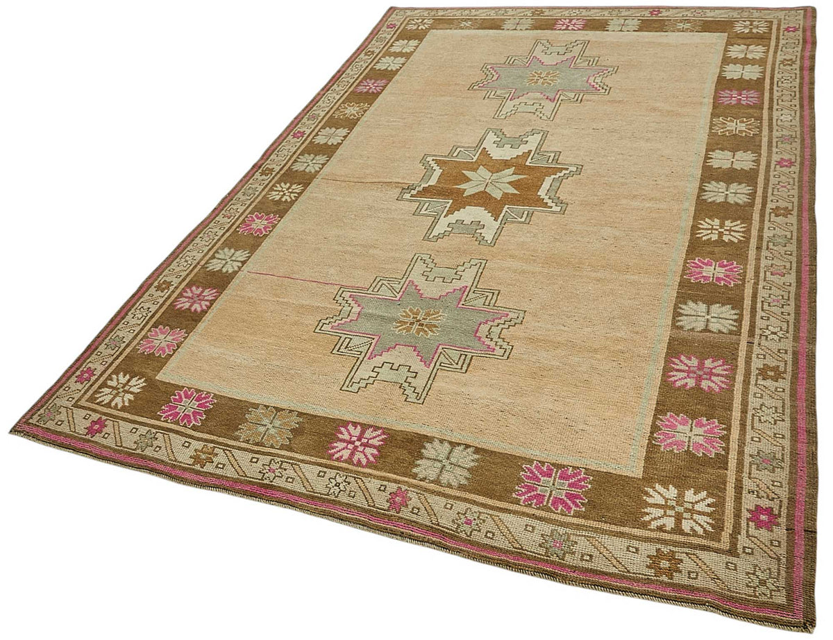 Kavale Bej Kahverengi Geometrik Desenli Yün El Dokuma Halı 167x262 cm – doku yakın çekim