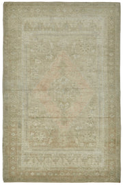 Gekro Madalyon Desenli Bej Pembe Klasik El Dokuma Halı 154x236 cm