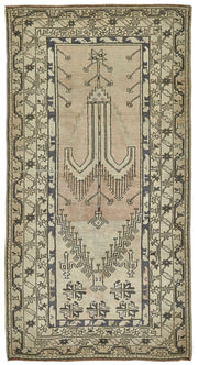 Gekro Bej Halı Kahverengi Geometrik Desenli Etnik Dokuma 104x195 cm