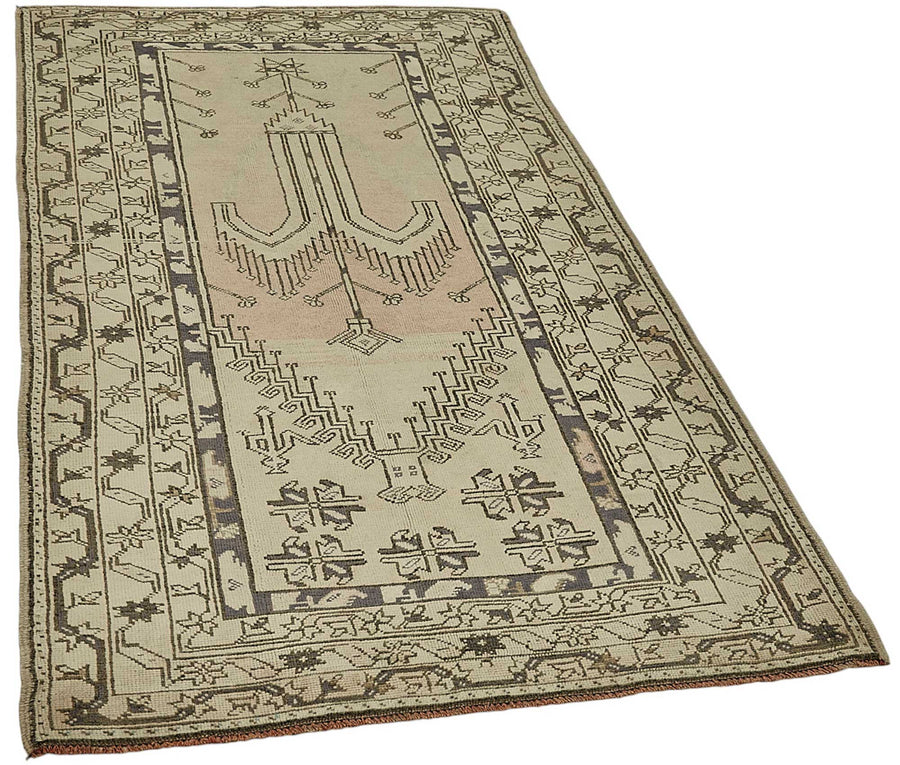 Gekro Bej Halı Kahverengi Geometrik Desenli Etnik Dokuma 104x195 cm – genel görünüm