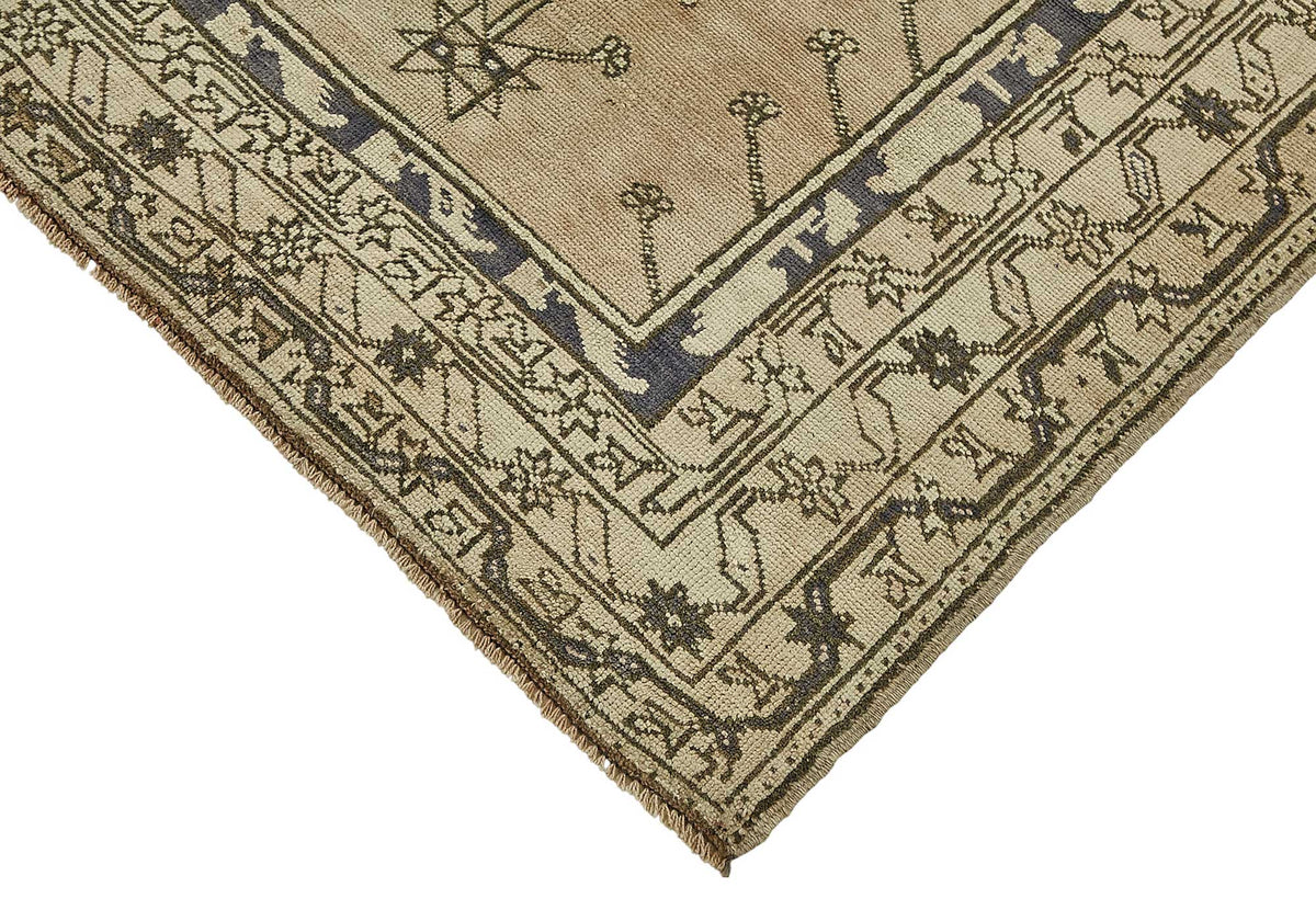 Gekro Bej Halı Kahverengi Geometrik Desenli Etnik Dokuma 104x195 cm – detay görünümü