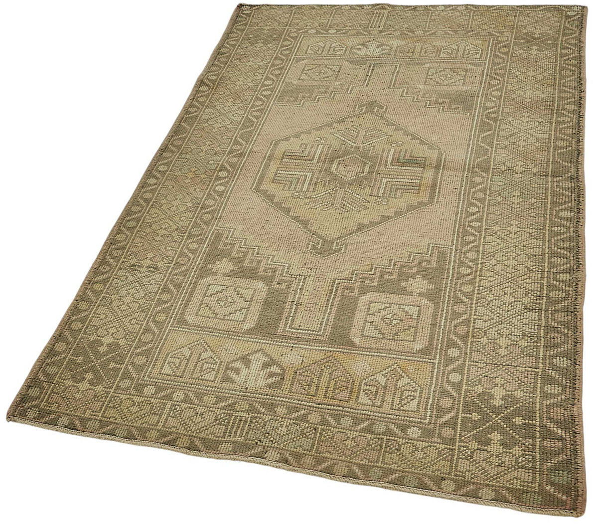 Gekro El Dokuma Bej Kahverengi Etnik Desenli Halı 104x170 cm 49960 – doku yakın çekim