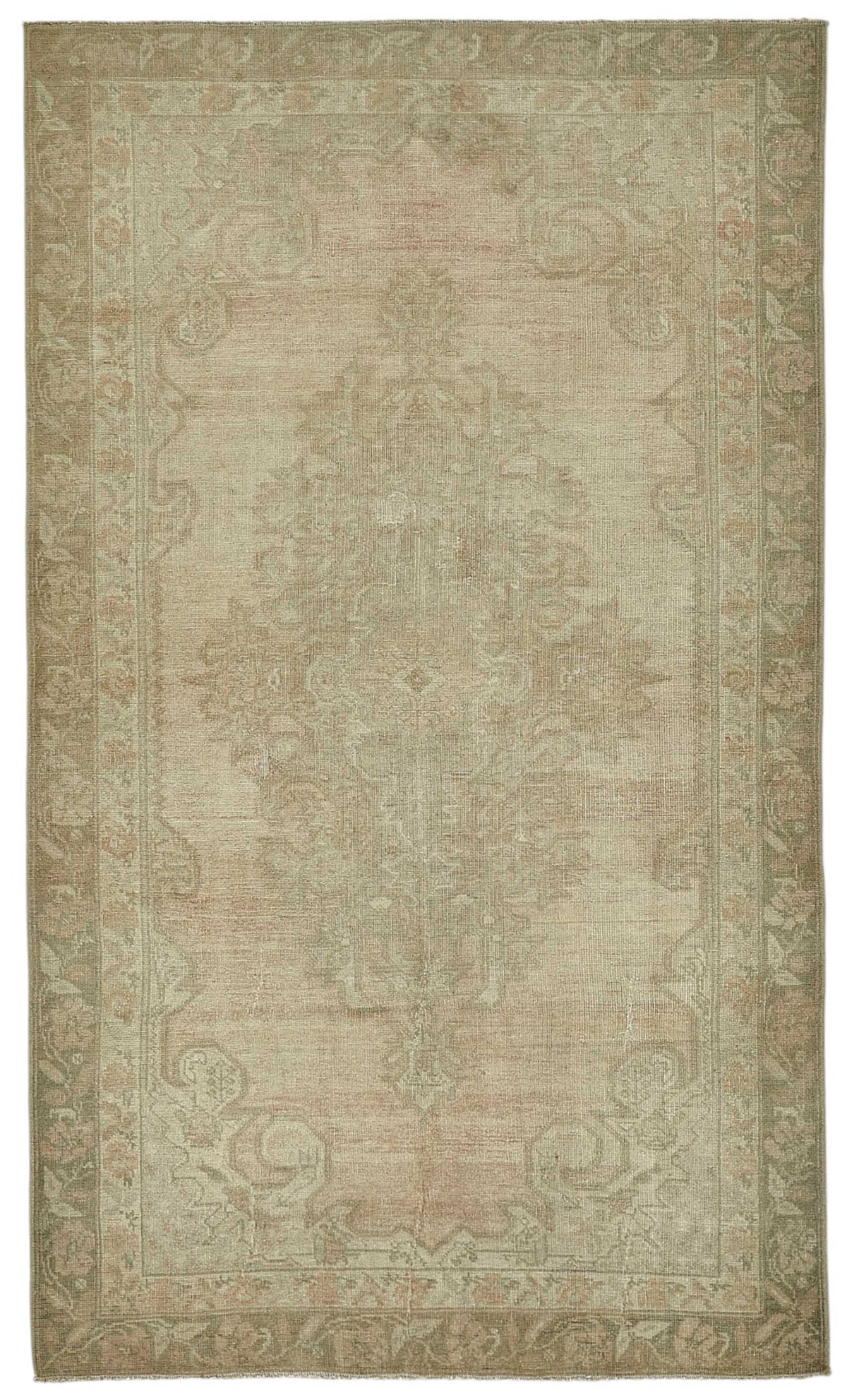Gekro Bej Kahverengi Madalyon Desenli Yün El Dokuma Halı 119x197 cm