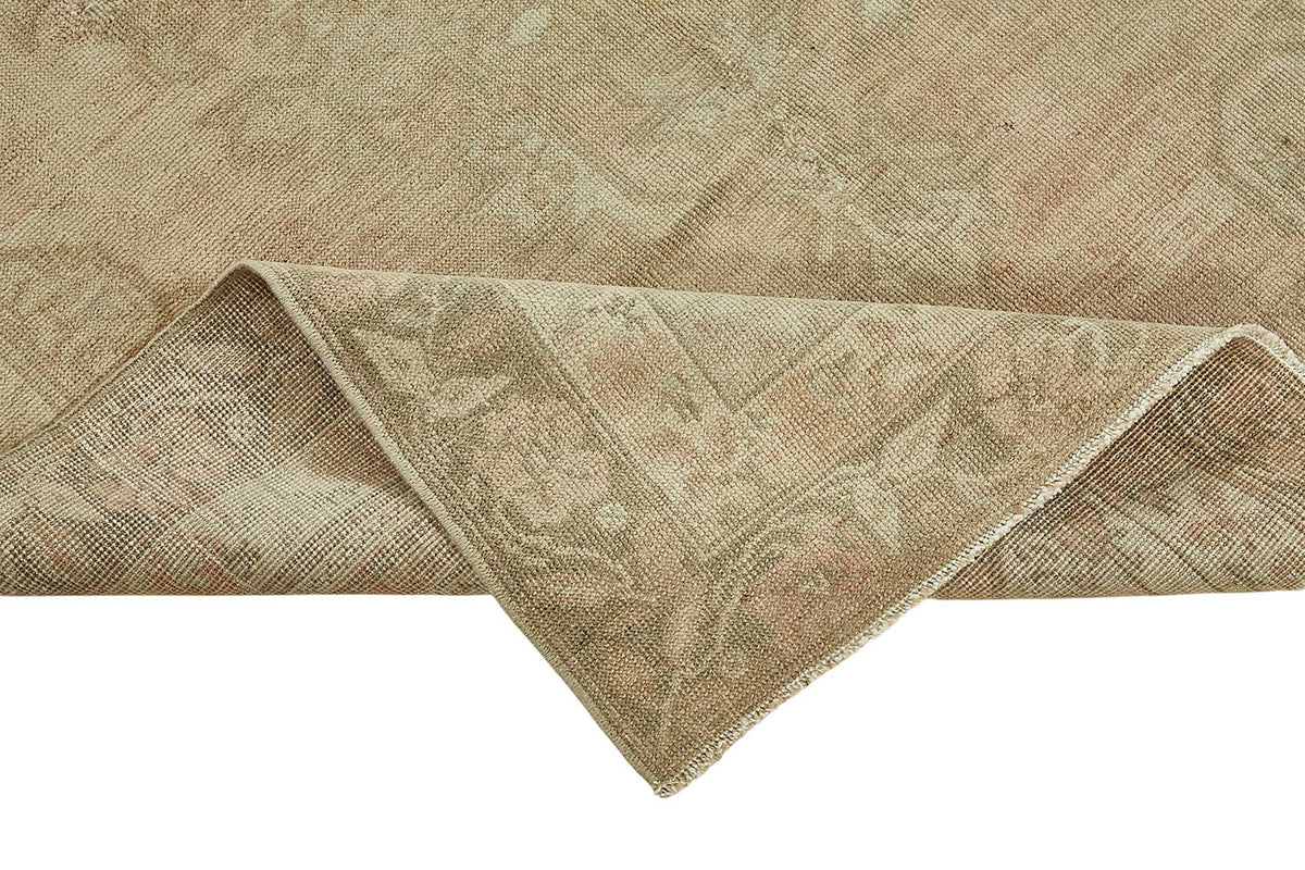 Gekro Bej Kahverengi Madalyon Desenli Yün El Dokuma Halı 119x197 cm – kenar detayı