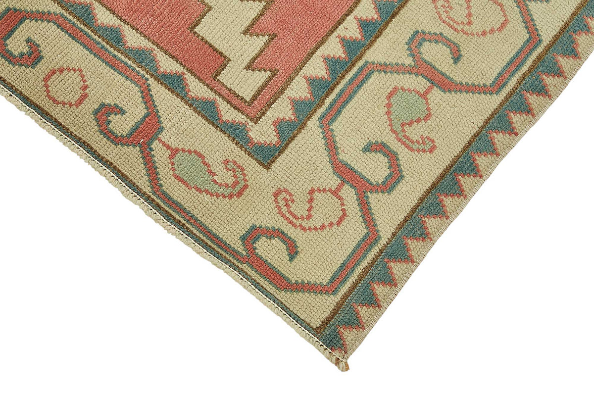 Kovena Pembe Bej Geometrik Etnik El Dokuma Yolluk 80x312 cm – detay görünümü