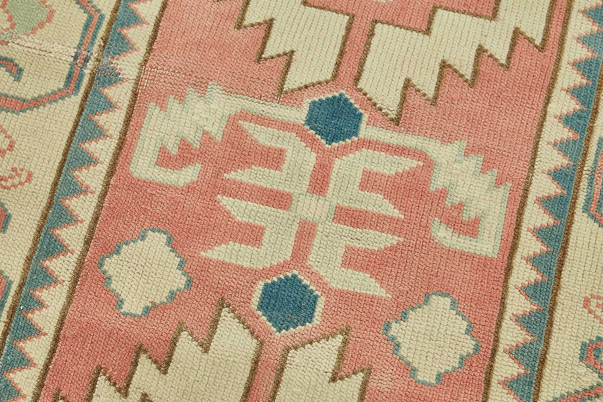 Kovena Pembe Bej Geometrik Etnik El Dokuma Yolluk 80x312 cm – mekânda kullanım
