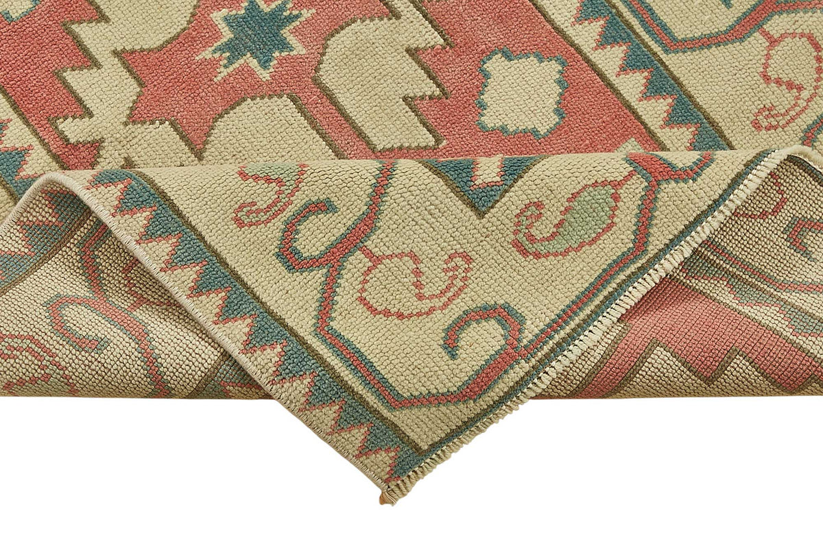 Kovena Pembe Bej Geometrik Etnik El Dokuma Yolluk 80x312 cm – kenar detayı