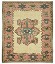 Gekro Düz Pembe Halı Geometrik Madalyon Desenli 95x105 cm