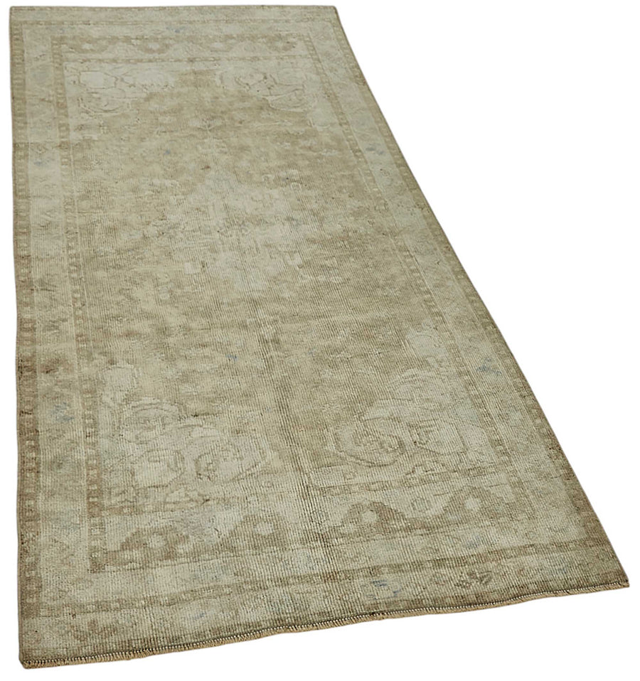 Gekro Bej Kahverengi Madalyon Desenli El Dokuma Halı 91x190 cm – genel görünüm
