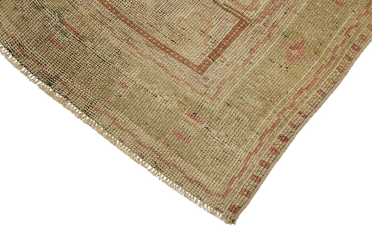 Gekro Tappeto beige rosa geometrico etnico in cotone e lana, tessuto a mano 110x205 cm – vista dettagliata