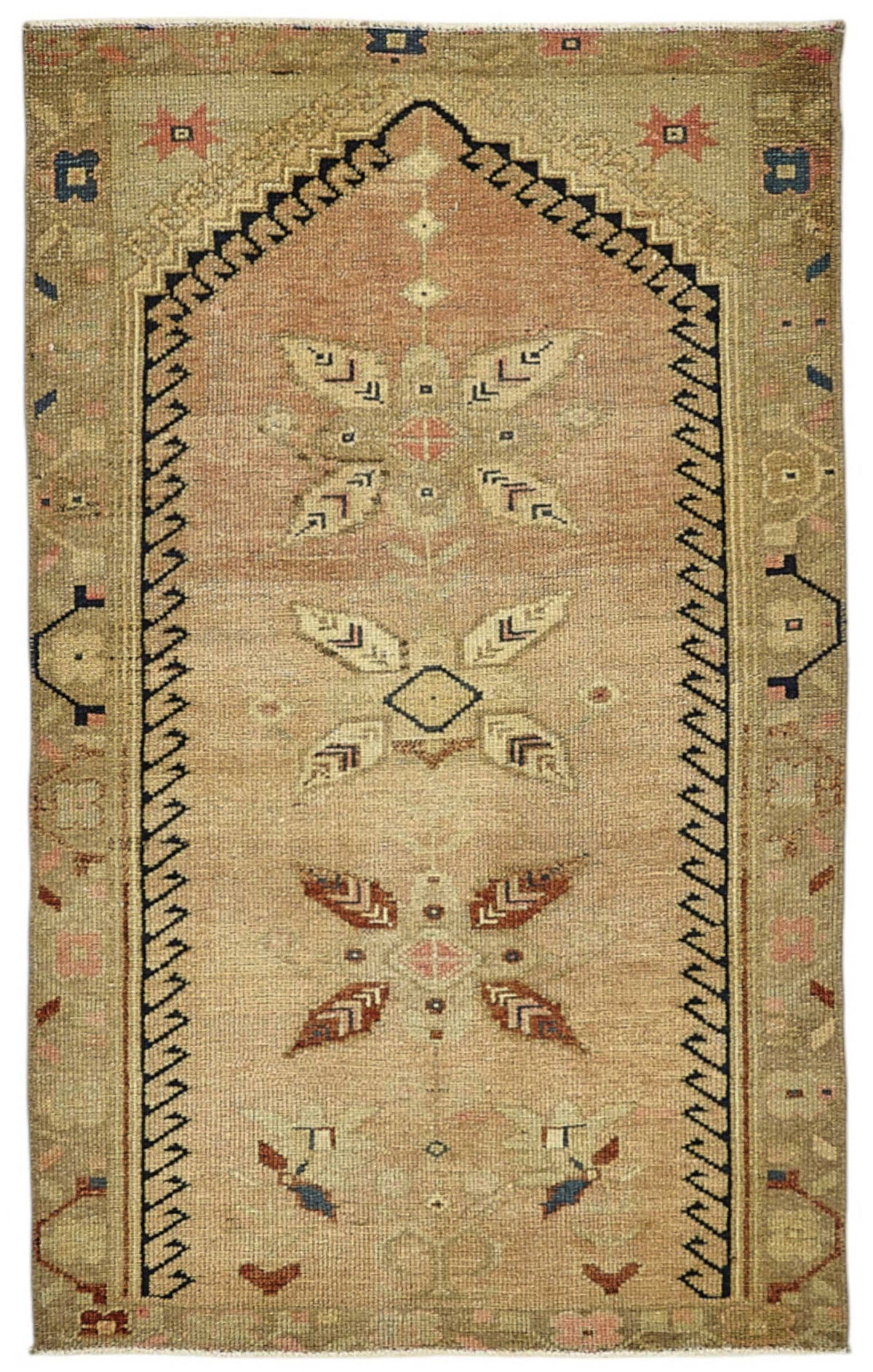 Gekro Bej Kahverengi Geometrik El Dokuma Halı 80x125 cm