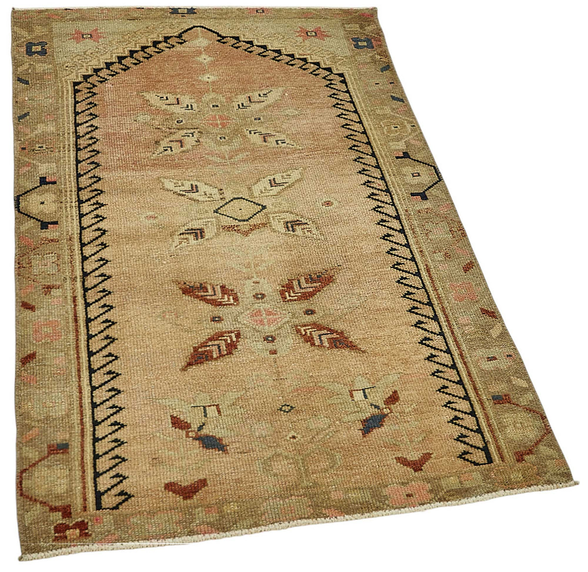 Gekro Bej Kahverengi Geometrik El Dokuma Halı 80x125 cm – genel görünüm