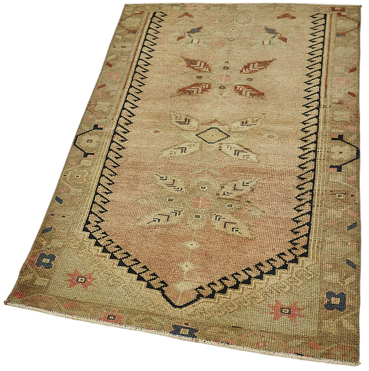 Gekro Bej Kahverengi Geometrik El Dokuma Halı 80x125 cm – doku yakın çekim