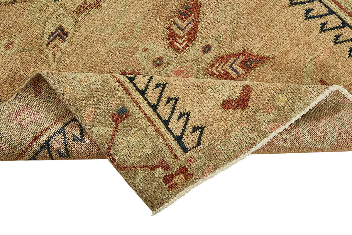 Gekro Bej Kahverengi Geometrik El Dokuma Halı 80x125 cm – kenar detayı