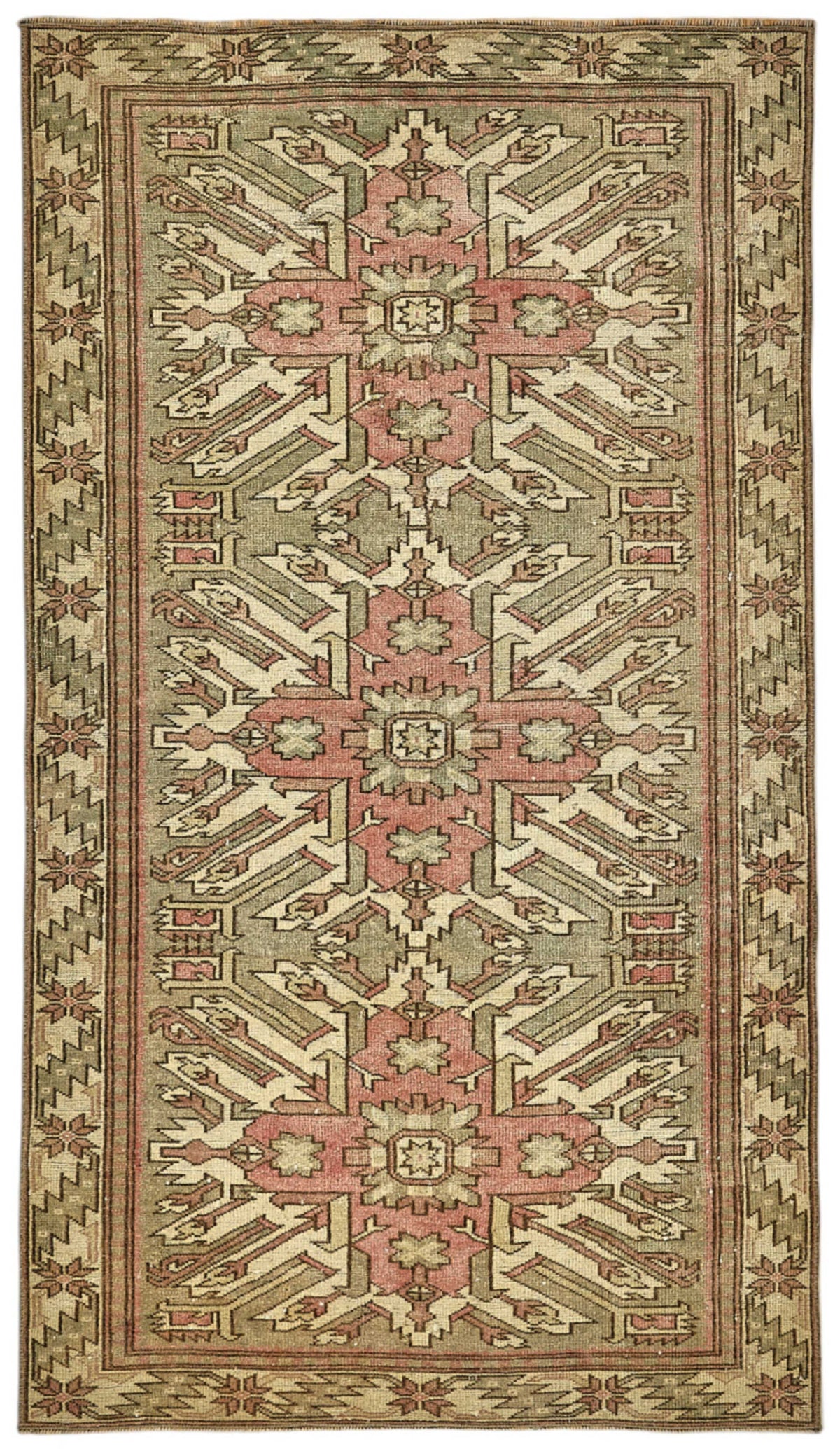 Gekro Madalyon Desenli Bej El Dokuma Halı 100x178 cm 49972
