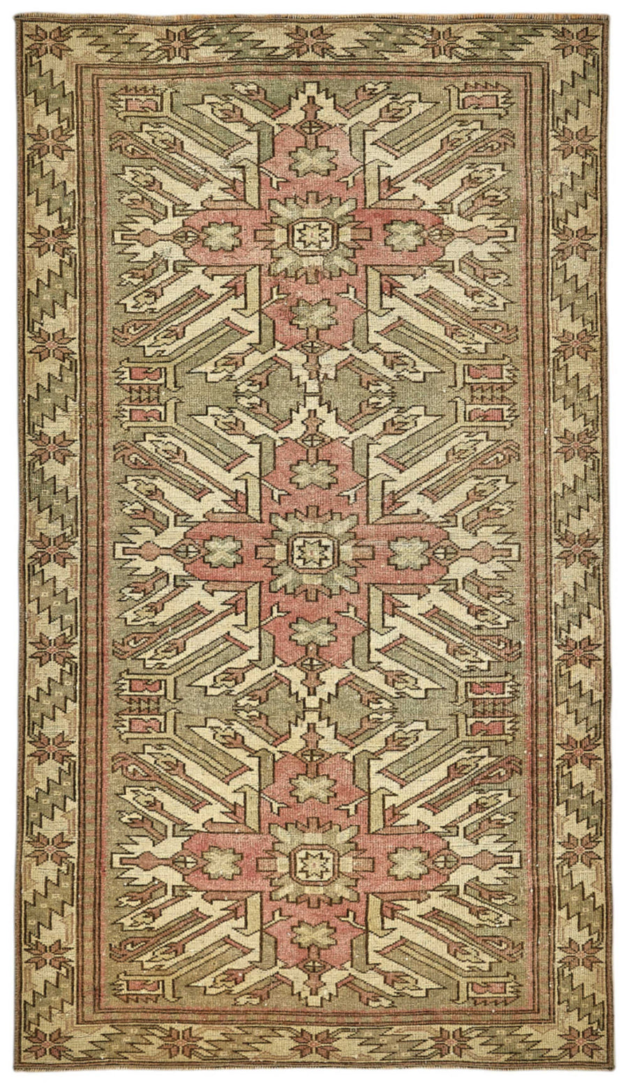 Gekro Madalyon Desenli Bej El Dokuma Halı 100x178 cm 49972