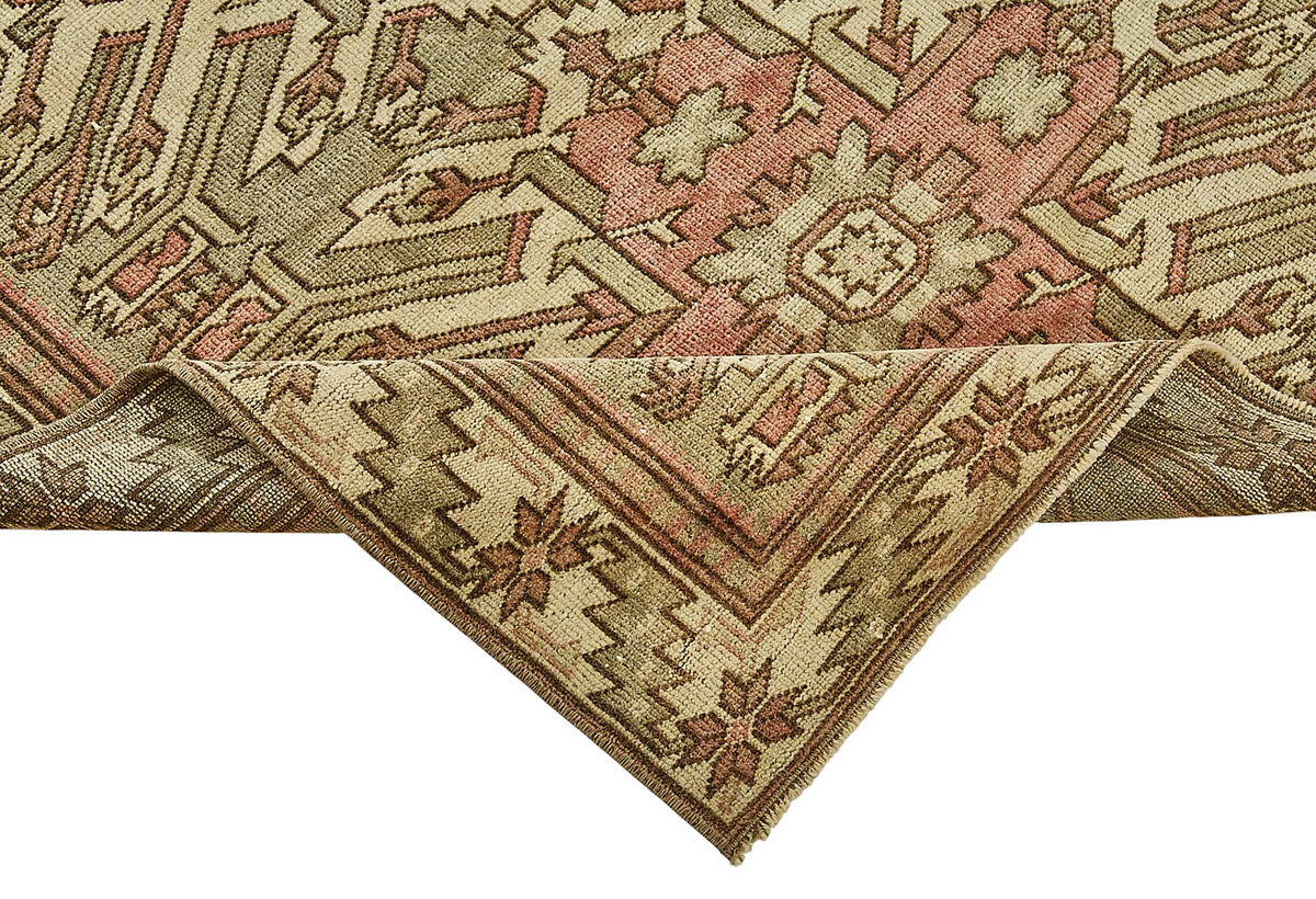 Gekro Madalyon Desenli Bej El Dokuma Halı 100x178 cm 49972 – kenar detayı