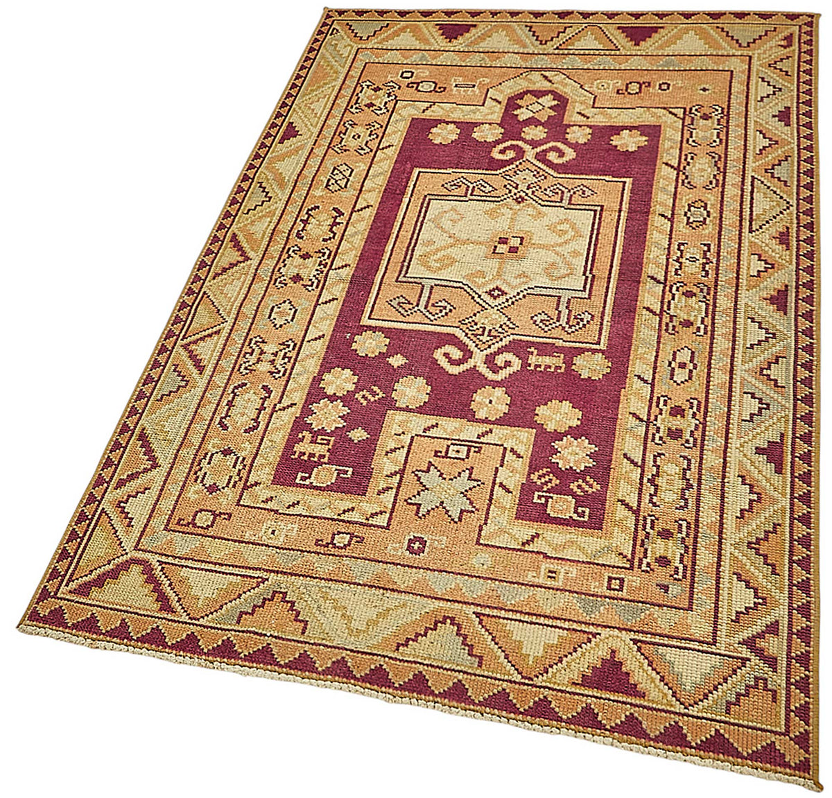 Gekro Anadolu Bordo Geometrik El Dokuma Halı 90x154 cm 49973 – doku yakın çekim