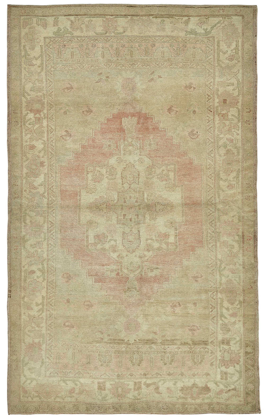 Gekro Vintage Gül Kurusu ve Bej Renkli Madalyonlu Halı 142x226 cm