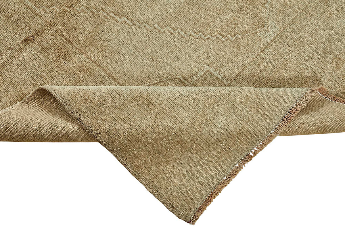 Gekro Bej Etnik Madalyon Desenli El Dokuma Halı 126x217 cm – kenar detayı
