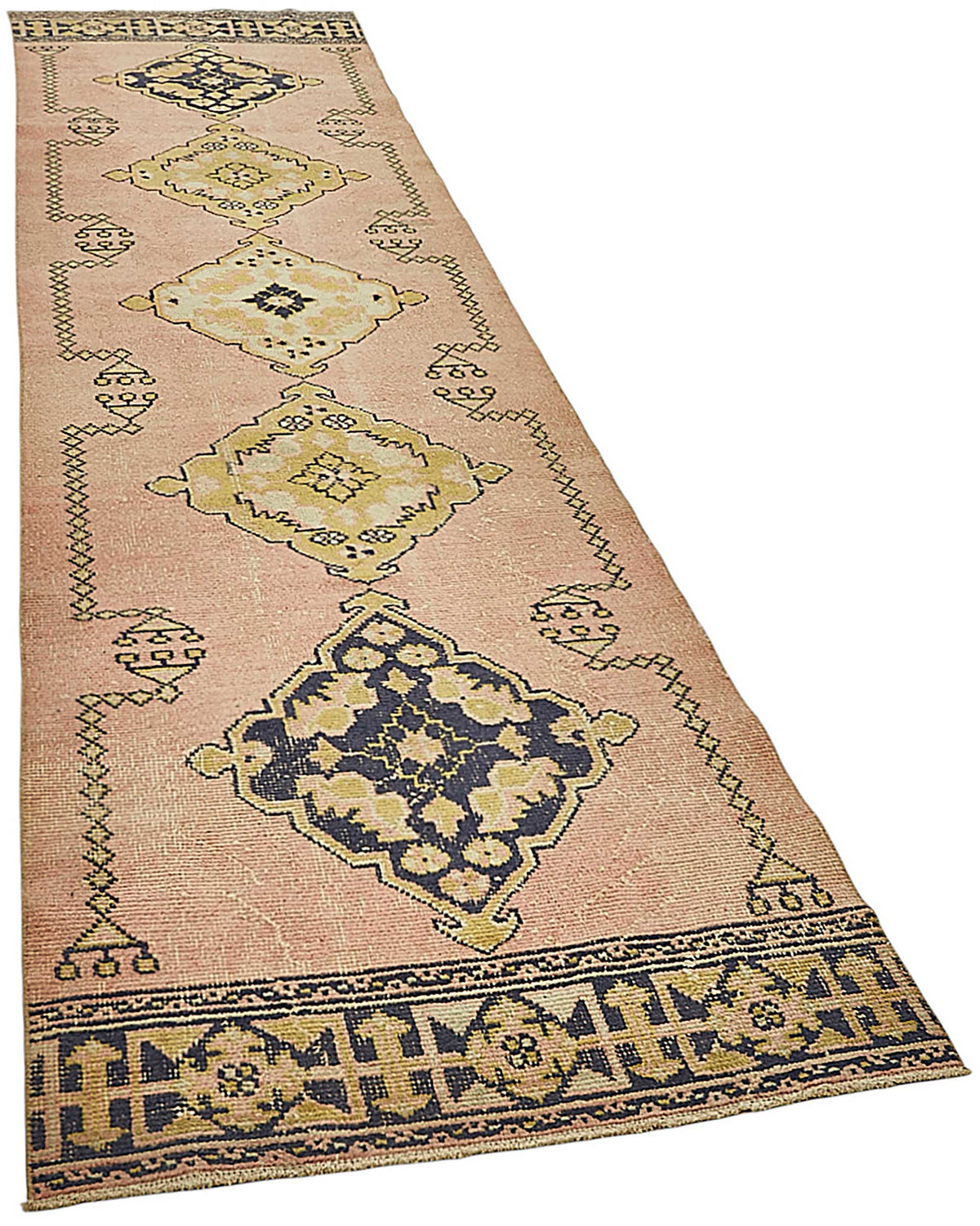Kovena Lacivert Yolluk Geometrik Desenli Hardal Sarısı 92x370 cm – genel görünüm