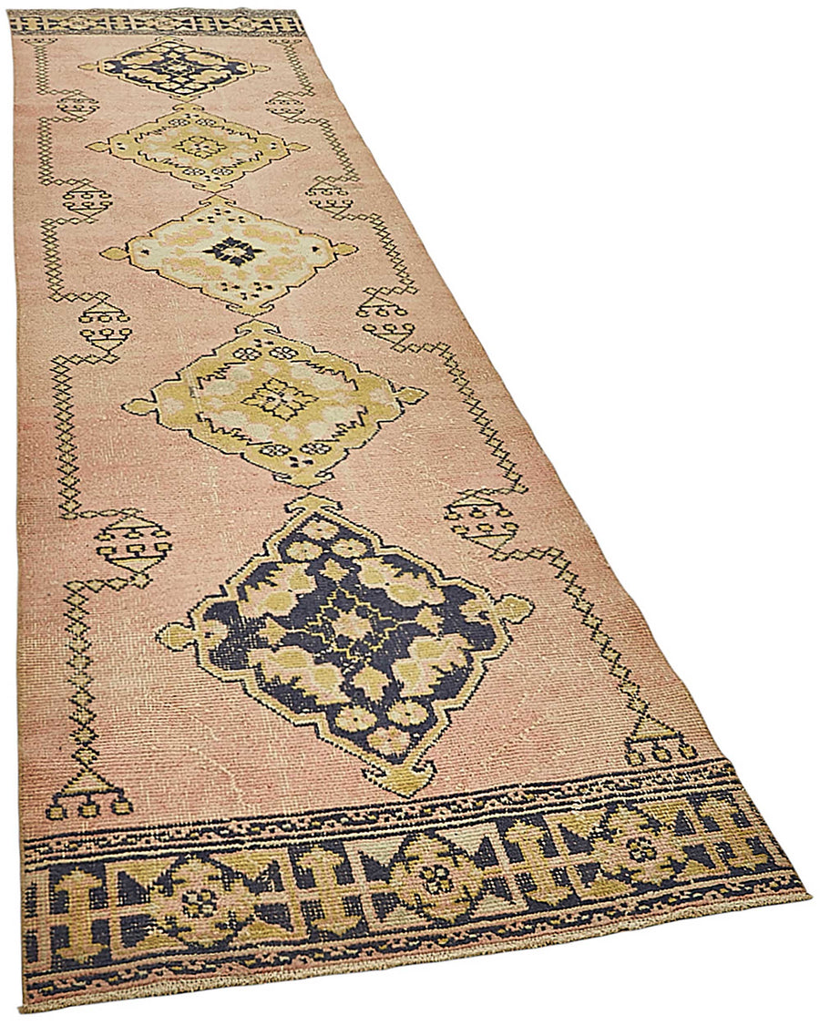 Kovena Lacivert Yolluk Geometrik Desenli Hardal Sarısı 92x370 cm – genel görünüm