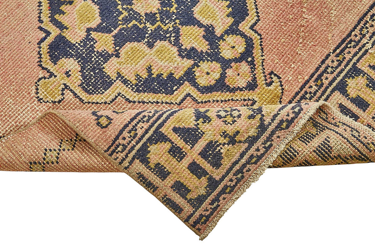 Kovena Lacivert Yolluk Geometrik Desenli Hardal Sarısı 92x370 cm – kenar detayı