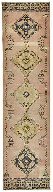 Kovena Geometrik Desenli Pembe Yün ve Pamuk Yolluk 92x367 cm 49983
