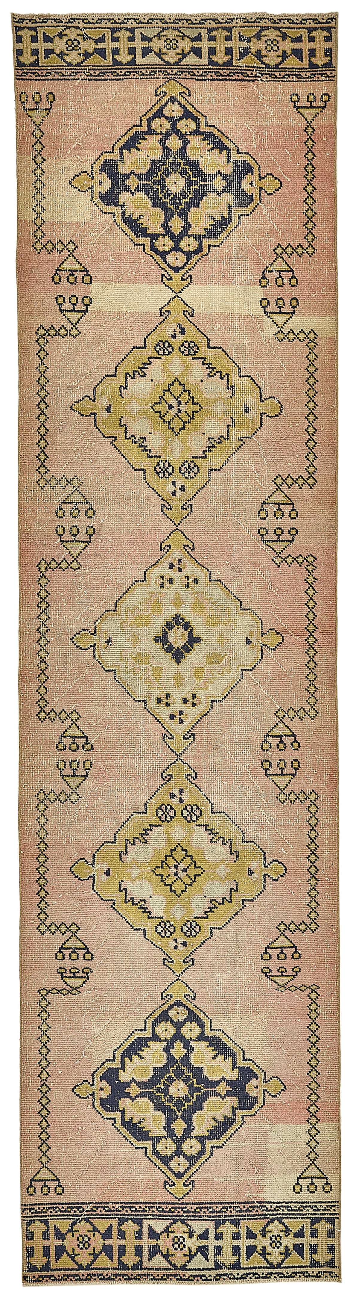 Kovena Geometrik Desenli Pembe Yün ve Pamuk Yolluk 92x367 cm 49983