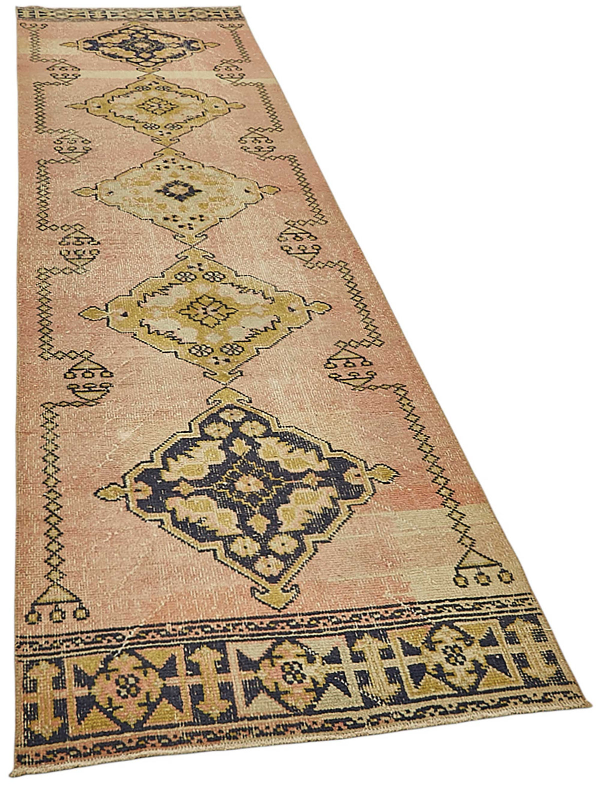 Kovena Geometrik Desenli Pembe Yün ve Pamuk Yolluk 92x367 cm 49983 – genel görünüm