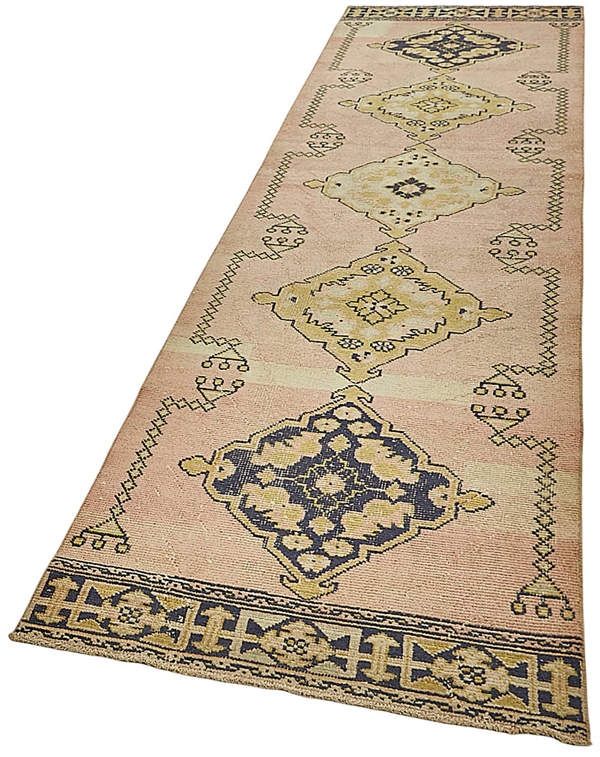 Kovena Geometrik Desenli Pembe Yün ve Pamuk Yolluk 92x367 cm 49983 – doku yakın çekim