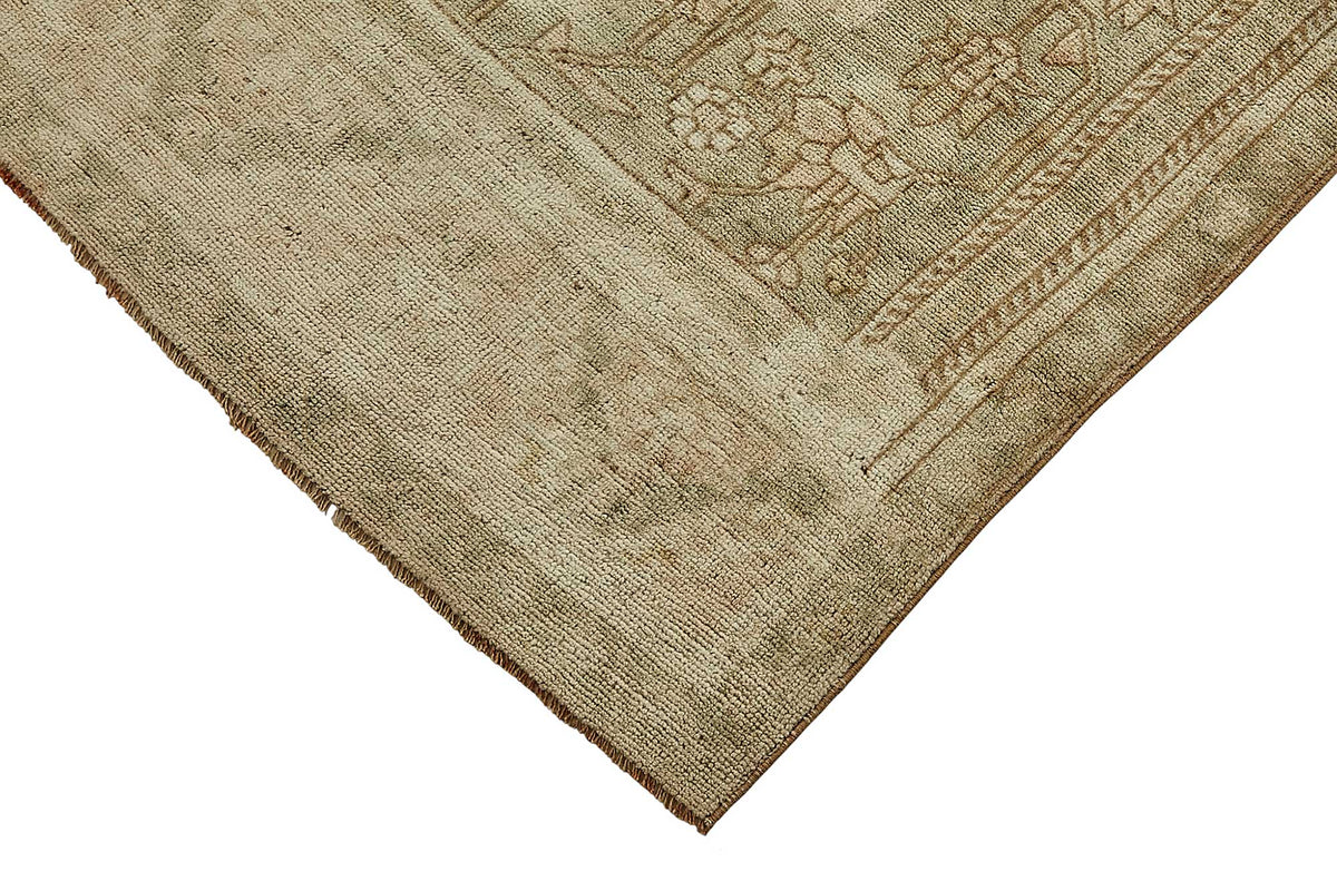 Kavale Madalyon Desenli Bej Eskitme Vintage Halı 156x315 cm – detay görünümü