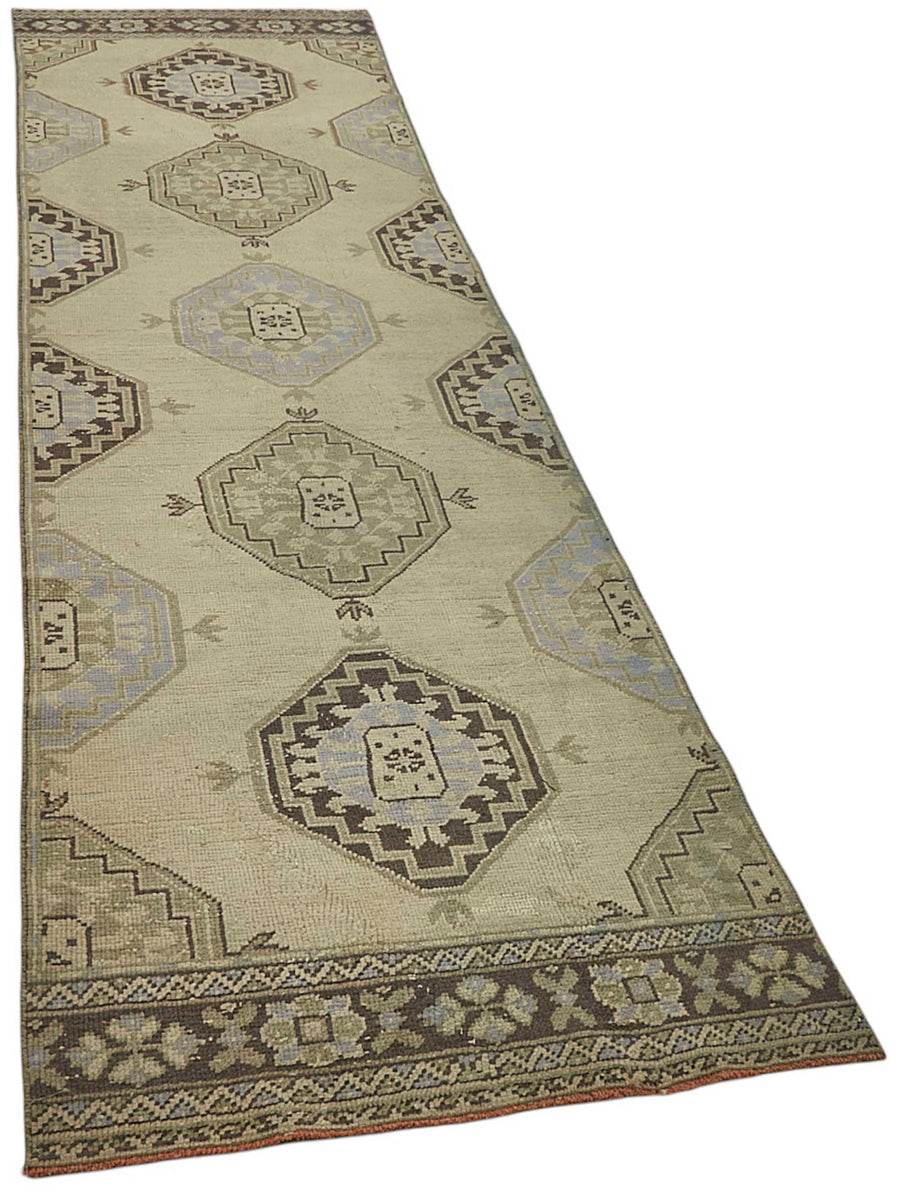 Kovena Bej Kahverengi Geometrik Desenli El Dokuma Yolluk 91x345 cm – genel görünüm