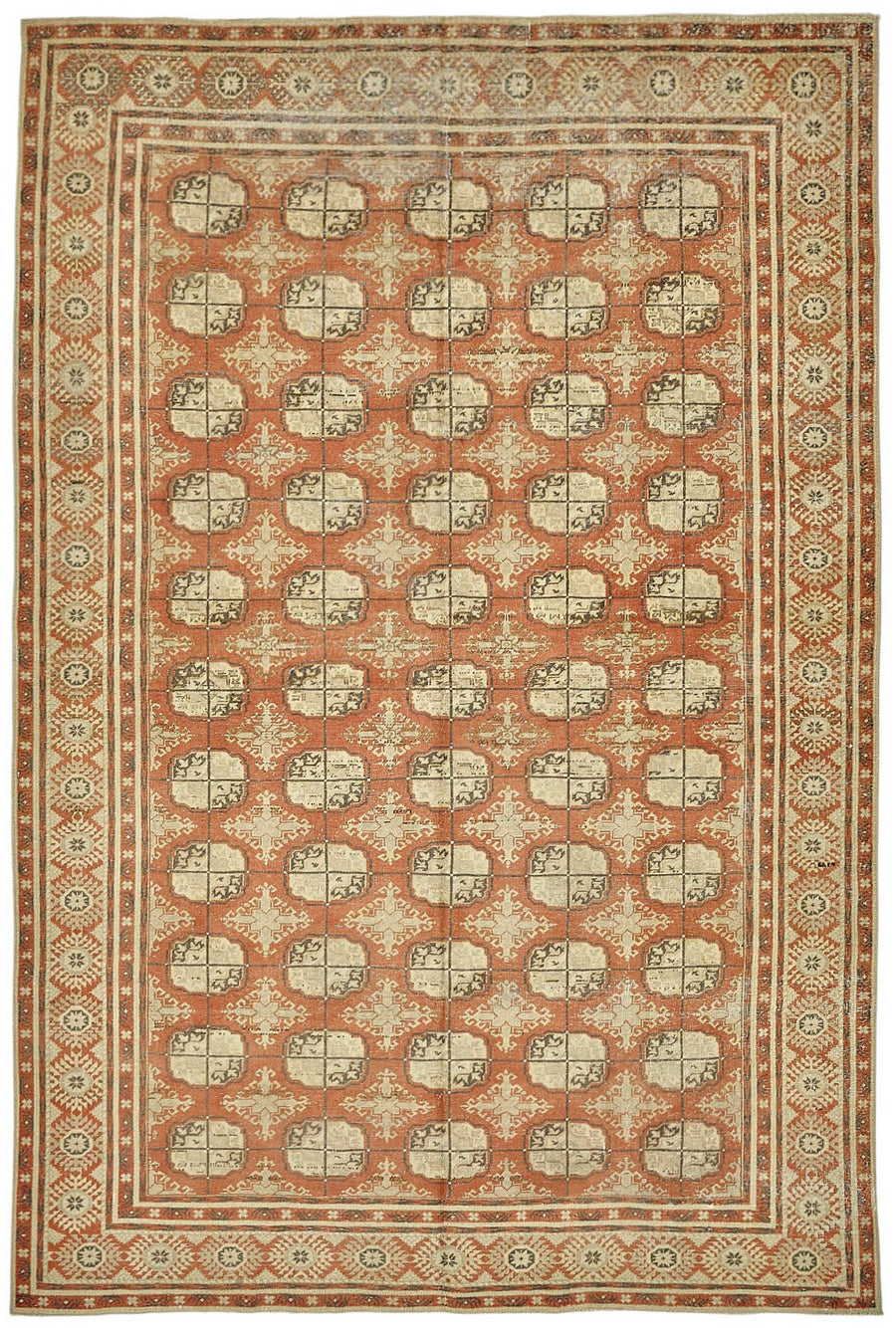 Kavale Bej Rengi Detaylı Geometrik Desenli Vintage Halı 190x275 cm