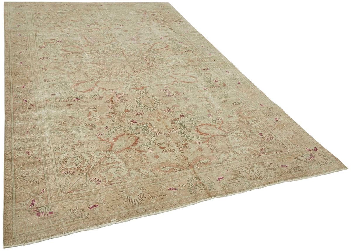 Kavale Çiçek Desenli Klasik El Dokuma Düz Pembe Halı 194x298 cm – genel görünüm