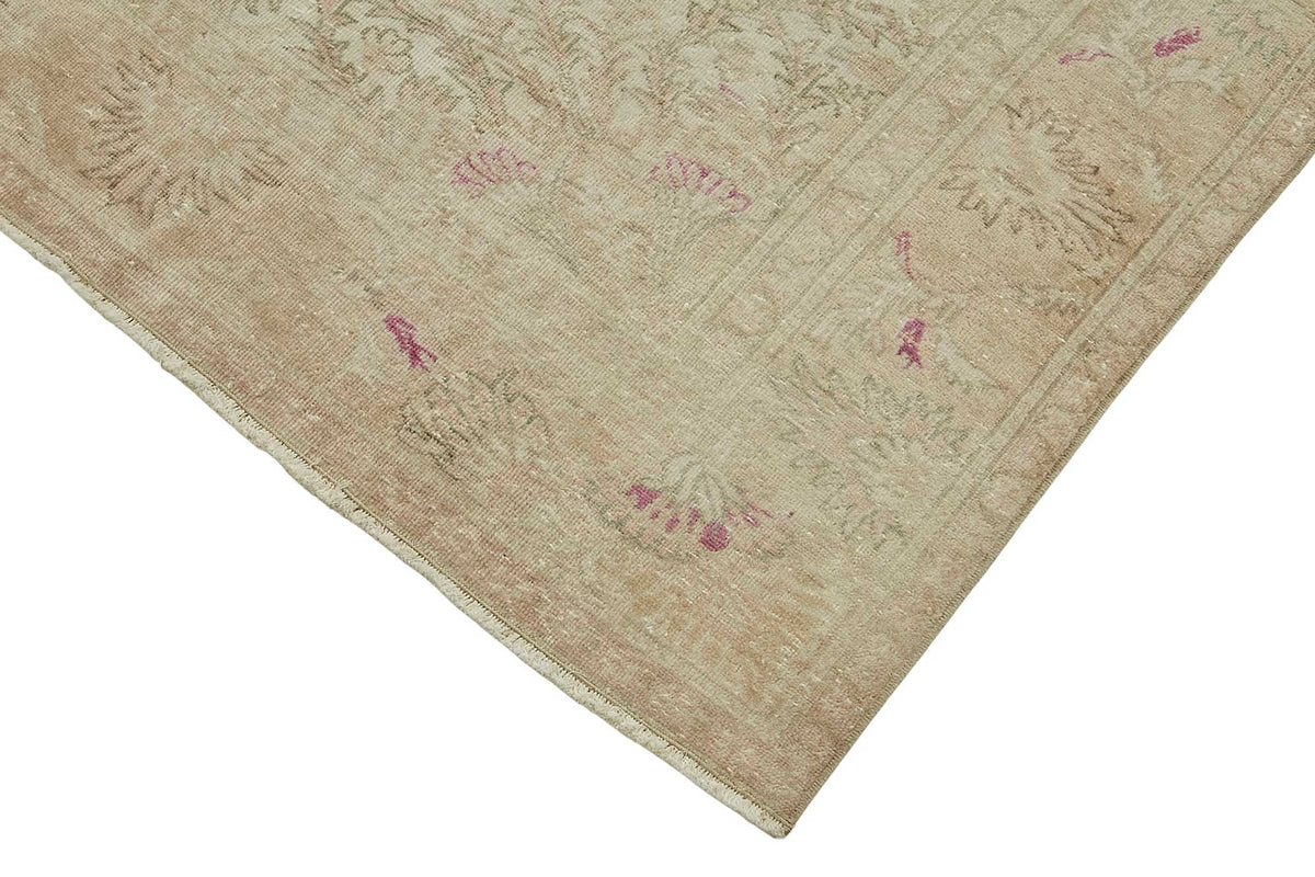 Kavale Çiçek Desenli Klasik El Dokuma Düz Pembe Halı 194x298 cm – detay görünümü