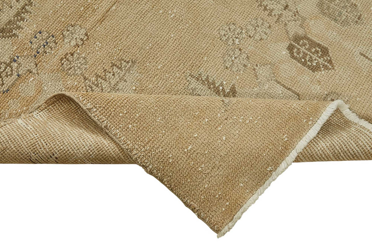 Kavale Bej Rengi Halı Madalyon Desenli Vintage Dokuma 202x302 cm – kenar detayı