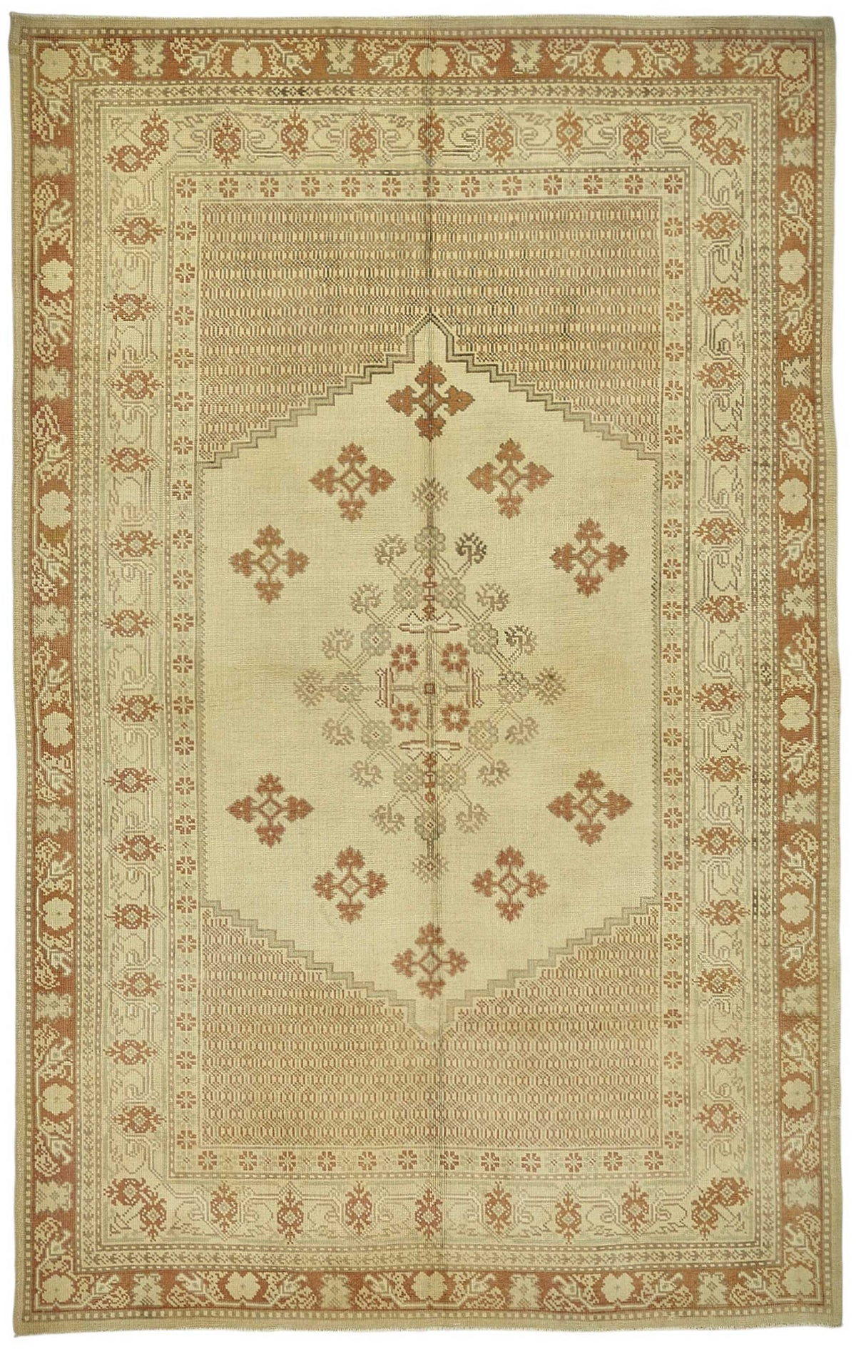 Kavale Kahverengi Halı 6 m² Bej Madalyon Desenli El Dokuma 195x308 cm