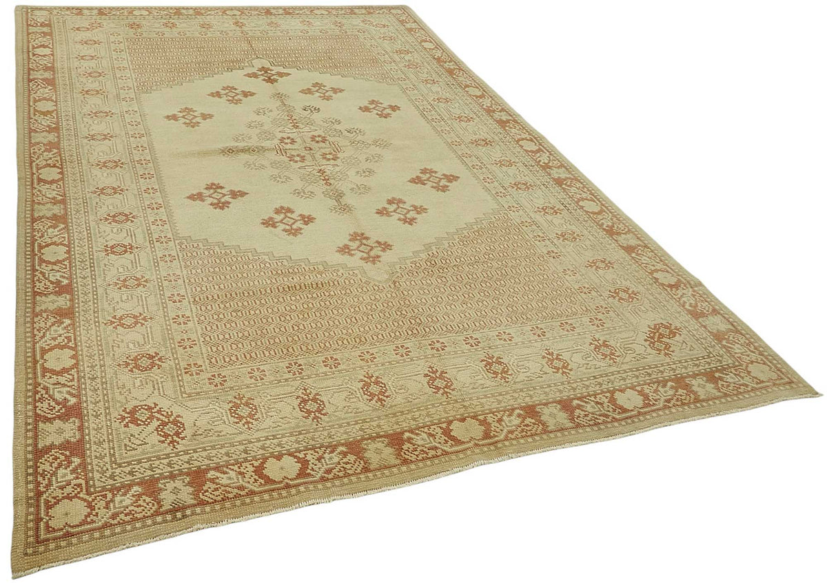 Kavale Kahverengi Halı 6 m² Bej Madalyon Desenli El Dokuma 195x308 cm – genel görünüm