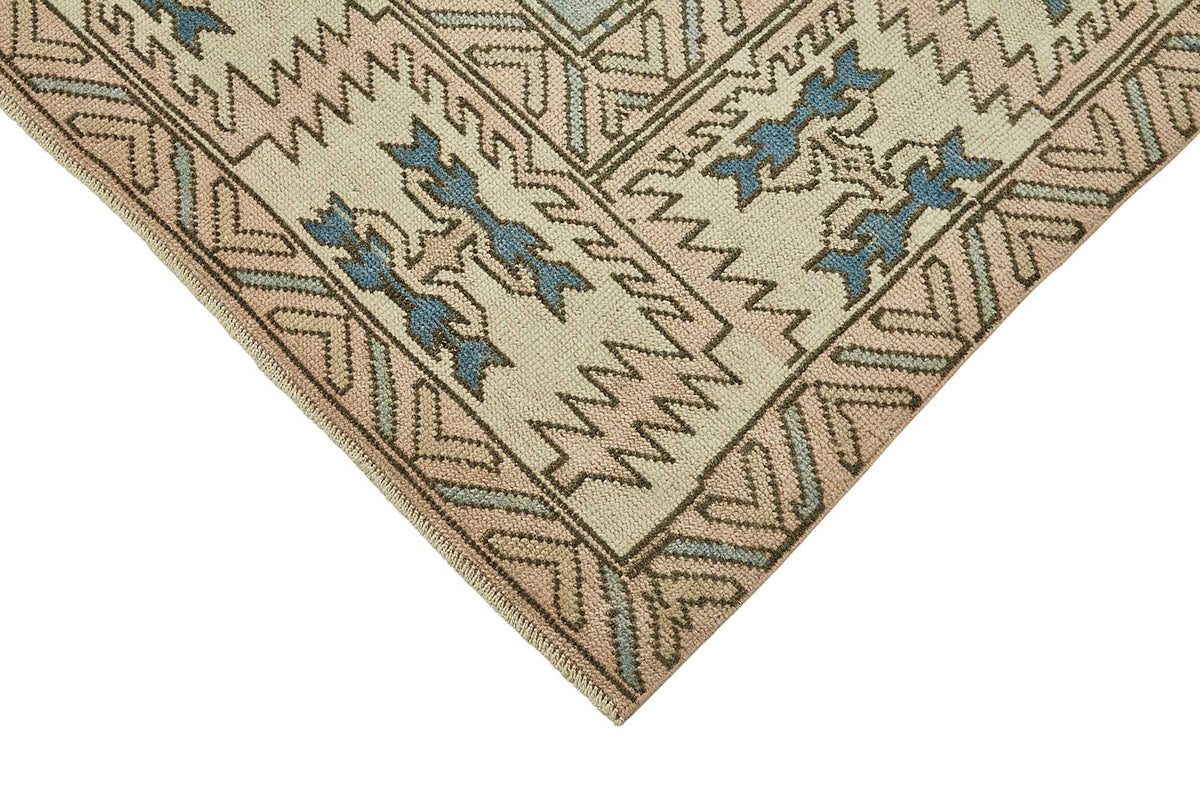 Kavale Geometrik Desenli Bej Mavi El Dokuma Halı 214x313 cm 49994 – detay görünümü