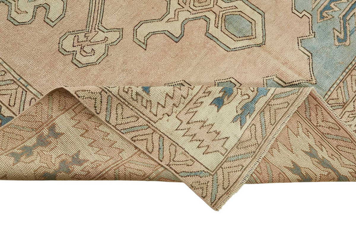 Kavale Geometrik Desenli Bej Mavi El Dokuma Halı 214x313 cm 49994 – kenar detayı