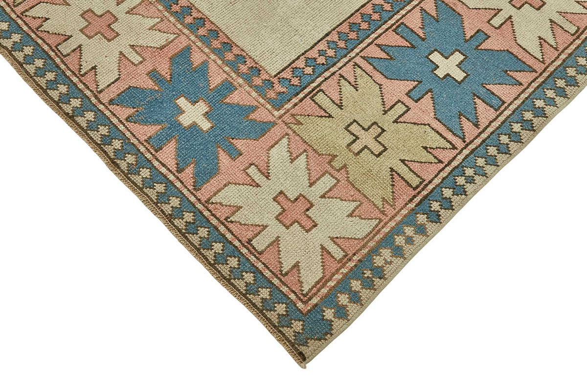Kavale Bej Mavi Halı Geometrik Madalyon Desenli 30-50 Yıllık 208x305 cm – detay görünümü