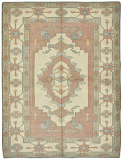 Kavale Krem Gümüş Madalyon Göbek Desenli El Dokuma Halı 222x285 cm